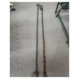 Two 4 ft 8 in chains, one has a hook and a ring