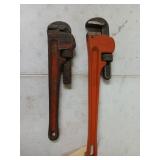 Two pipe wrenches, one is 18-in, one is 14 in