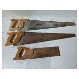 Two 26 in hand saws, and one 12-in long