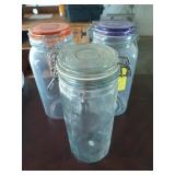 Three glass jars with lids