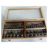Router bit set in case