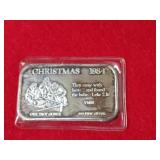 Christmas 1984 one troy ounce .999 fine silver
