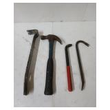 Hammer, a pry bar, a crowbar, etc.