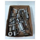 Sockets of assorted sizes and brands