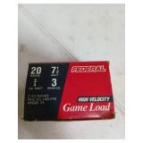22 rds 20 ga 2 3/4" 3/4 oz 7 1/2 shot