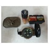 Engineer compass, 1/4" dia. Steel slingshot ammo,