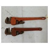Set of two pipe wrenches, one is 14 in, one is 1