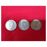 Three 1969- D Kennedy half dollars