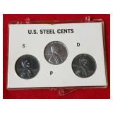 1943 US steel cents S - P - D