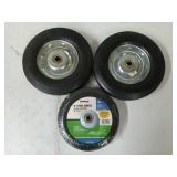 2 ct 10" solid tire, new 8" steel wheel