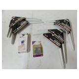 Six sets of chef brackets, screws, hinges, etc.