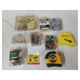 Assorted fuses, and two measuring tapes
