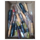 Flat of assorted chisels