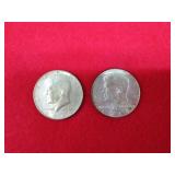 Two 1968- D Kennedy half dollars