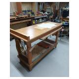 Homemade work table, 37x25x66 in, and includes