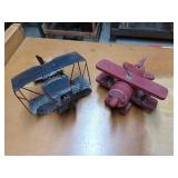 Pair of plane decor, 4x8 and 5x9 in. Metal one