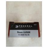 50 rds 9 mm Luger 115 gr FMJ RN