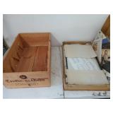 One doll display box and one wooden wine crate