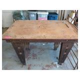 Woden work table, 34x30x48-in