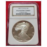 1986 S American eagle silver dollar PF 69 ULTRA