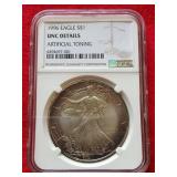 1996 American eagle silver dollar UNC, artificial