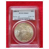 1884 O Morgan silver dollar PCGS MS63
