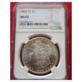 1883 Carson City Morgan silver dollar MS62
