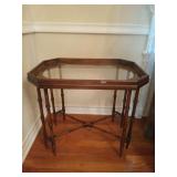 Wooden side table w/ glass top 22 x 24 x 16