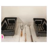 Two plastic shopping baskets, and