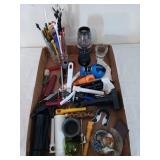 Asst corkscrews, wine stoppers, knife sharpener,