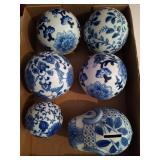 Ceramic elephant coin bank, decorative balls