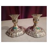 Pair of Towle waited silver plate candle holders