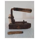 Cast iron sad iron, wood handle broke