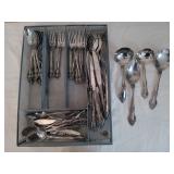 Stainless serving ware in metal silverware
