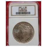 1881 S Morgan silver dollar MS 63