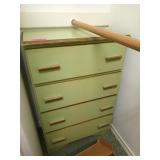 Green four drawer dresser, 36x13x23 in