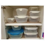 2 shelves of plastic Lock n Lock storage