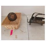 Silver plated wine bottle holder and cute basket