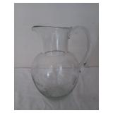 Etched glass pitcher 10"