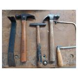 Two hammers of chisel a great neck saw and a