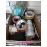 Assorted painting supplies and nylon rope /