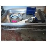 Three industrial cooking pans, etc