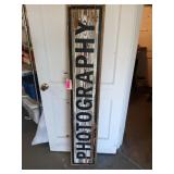 Old hanging photography sign, 62x11 in