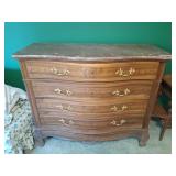 Marble top four drawer dresser, 41x49x21 in,