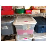 Three tubs of Christmas decorations