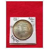 1883 O Morgan silver dollar BU+ toning