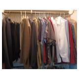 Contents of top rack of closet, including suits,