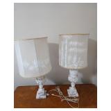 Pair of 30 inch marble lamps, needs repair