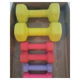 3 sets of hand weights: 8#, 2#, 1#