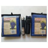 2 Coleman adult rain ponchos, utilitech flashlight